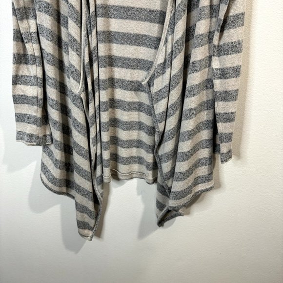 Knox Rose Cardigan Sweater Size Small S White Gray Striped French Terry - Picture 3 of 9